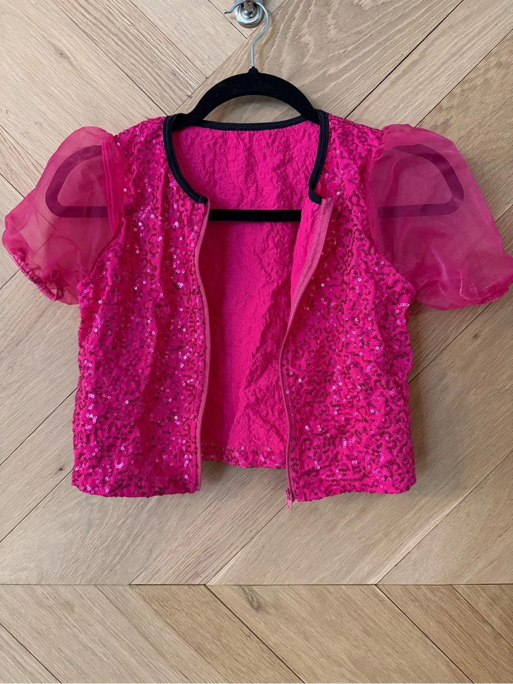 Weissman Black and Hot Pink Sequin Tutu Set with Multicolor Sequins